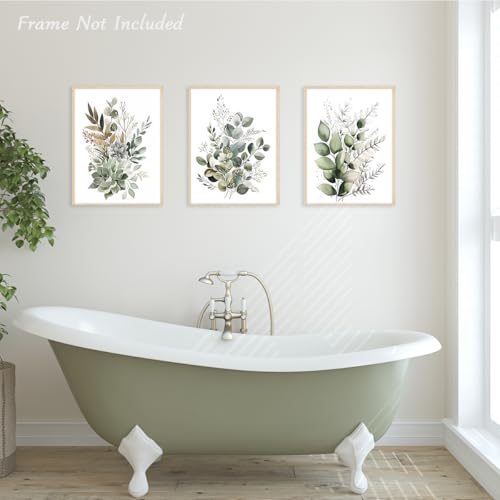 Dazzlewall 3pcs Boho Wall Art Decor, Green Leaves Botanical Poster Print for Bathroom Living Room, Eucalyptus Leaves Bedroom Wall Decor, 12x16 in Unframed - Cosy Home Interiors Dazzlewall 3pcs Boho Wall Art Decor, Green Leaves Botanical Poster Print for Bathroom Living Room, Eucalyptus Leaves Bedroom Wall Decor, 12x16 in Unframed - Image 4