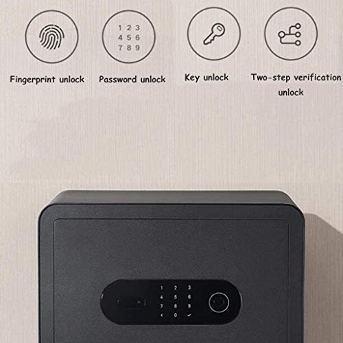 Cassaforte impermeabile ignifuga, piccola casa e ufficio con serratura per impronte digitali, sicurezza antifurto per documenti, archiviazione sul comodino, nucleo di blocco a livello C, design a