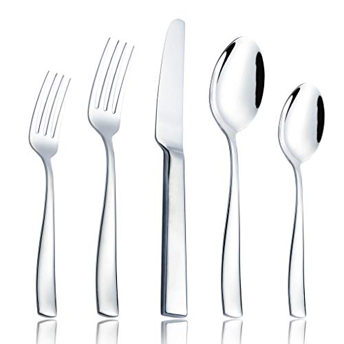 OMGard Silverware Set 20-Piece Flatware 18/8 Stainless Steel Cutlery Eating Utensils Forks Spoons Knives Sets, Mirror Polished Tableware Service for 4 Dishwasher Safe
