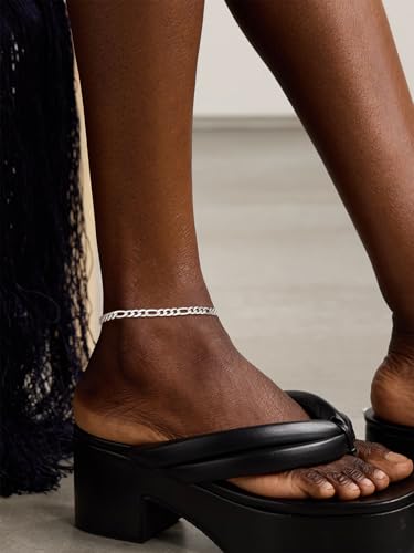 Image of FOCALOOK 14K Gold Plated Anklets for Women Waterproof Plus Size Ankle Bracelet 8.5-10.5 Inch Adjustable Mariner /Figaro /Flat Snake /Cuban Link Chain Anklet Jewelry for Summer Beach Holiday