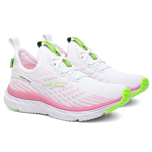 Tênis Feminino Corrida Advanced PRO Run Ultra Leve Caminhada Academia Cor:Branco-Rosa;Genero:Feminin