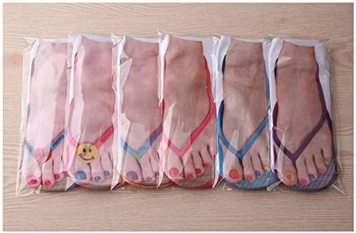 3D Pattern Women's Funny Flip Flop Sandal Socks, Low Cut Ankle Silly Socks3