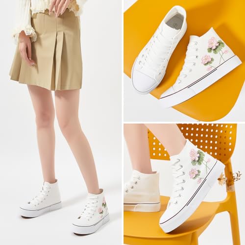 Image of hash bubbie High Top Canvas Sneakers Fashion Walking Shoes | high tops non slip on walking breathable casual comfortable lace up tennis shoes