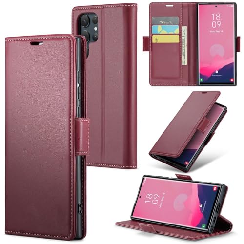 Étui à rabat Samsung Note 10 en cuir de luxe avec support horizontal