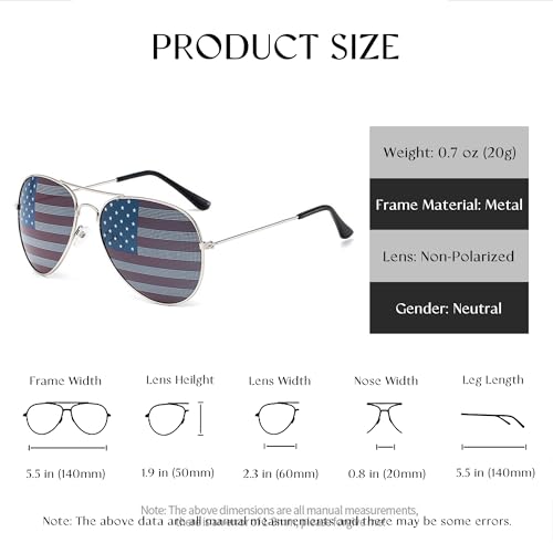 Image of American Flag Glasses USA Flag Mirror Aviator Sunglasses For 4th Of July Independence Day Patriotic For Men Women