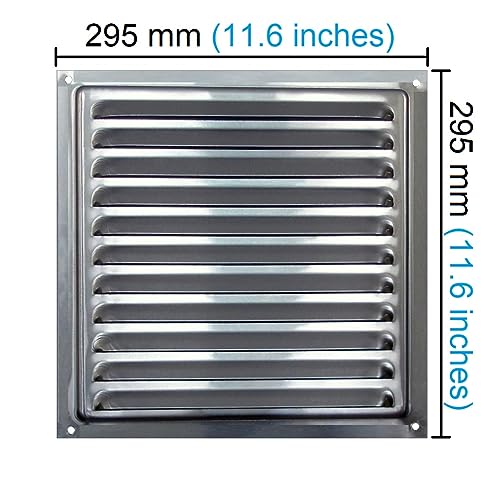 DEMLOU - Square Anodised Aluminium Louvre Air Ventilation Grille 30 x 30 cm with Mesh - Wall or Door Air Vent for Indoor or Outdoor Use - Image 2