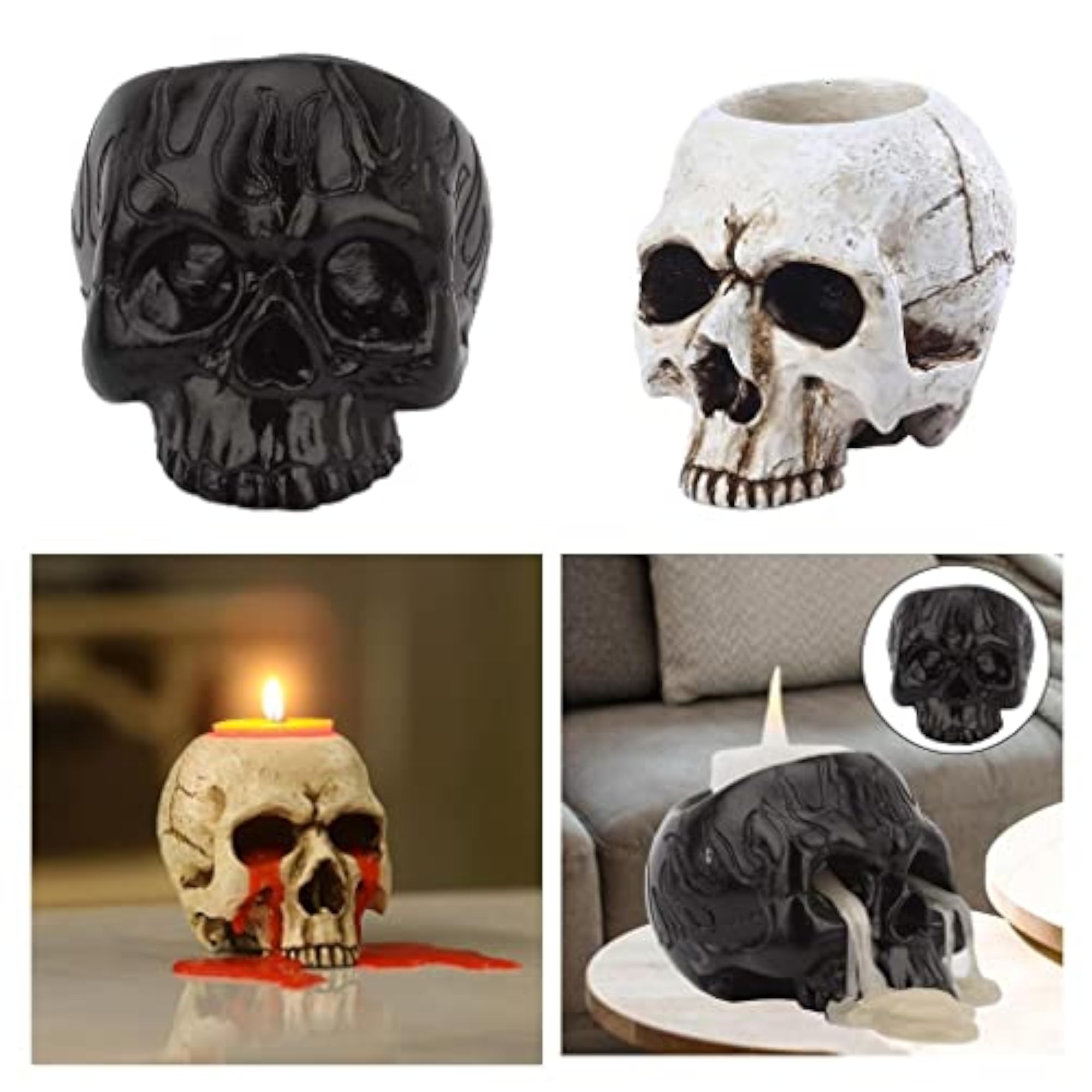 2X Crying Skull Taper Candle Holder Candelabrum