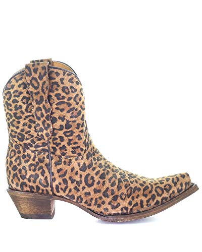 CORRAL Girls' Leopard Print Ankle Western Boot Round Toe Leopard 5 D(M) US2
