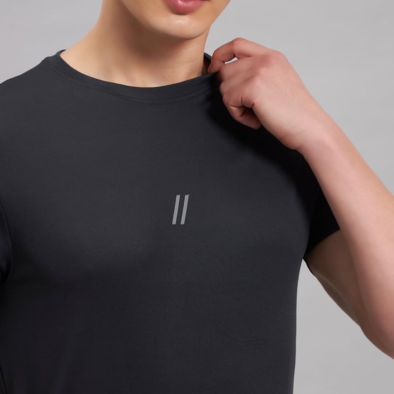 Image of ATICX Slim Fit Polyester Sports T-Shirt for Men - Round Neck Quick Dry Fit Half Sleeve Breathable Stylish Gym & Workout Tee - Lightweight Running Cycling Football Swimming Training Sportswear Top