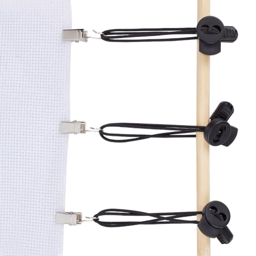 Image of DELORIGIN 10 Set Stretch Clip for Cross Stitch, Black Iron Rectangular Side Tensioners Clips for Scroll Frames, Embroidery Frames Needlework