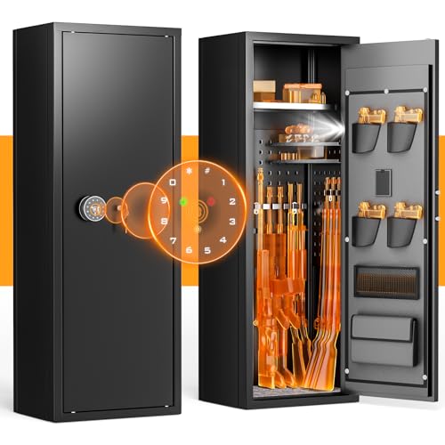 Atripark 10 Rifle Safe, Quick Access Gun Safes for Home Rifle and Pistols with Keyboard, Gun Safe with Adjustable Pistol Rack, Pockets and Removable Shelf Atripark 10 Rifle Safe, Quick Access Gun Safes for Home Rifle and Pistols with Keyboard, Gun Safe with Adjustable Pistol Rack, Pockets and Removable Shelf