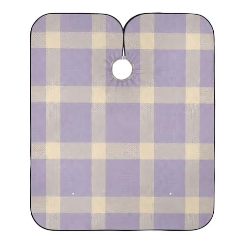 Capa para corte de cabello impermeable beige a cuadros miniatura 2