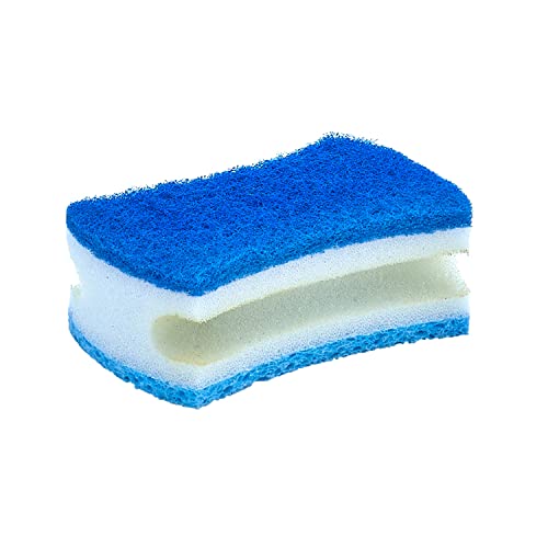 Image of Non-Scratch Scrub Sponge with A Comfortable Grip, Heavy Duty Duel Sided Kitchen Scrubber Sponge Cellulose Scrub Sponge, Scratch Free, with Scouring Pad Set, 1 Sponge, Blue