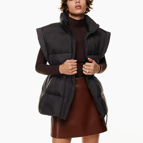 VAOYIU Womens Puffer Vest Adjustable Drawstring Waist Lightweight Quilted Zip Up Vest with Pockets2