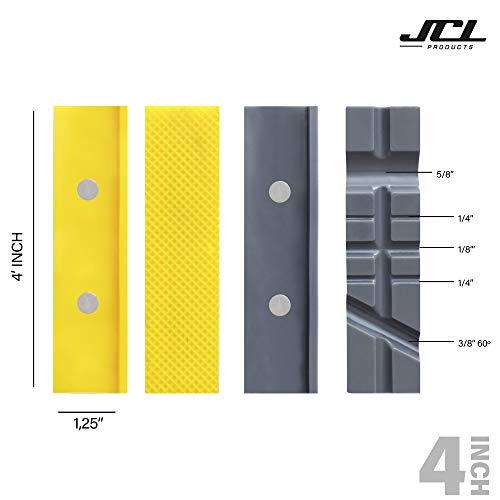 Jcl Soft Vise Jaws | 4 Inch Vice Jaws (2 Pack), Including 1 Set Grooved And 1 Set Flat | Use On Any Metal Bench Vise To Safely Clamp Flat, Round Or Irregular Shapes Objects #TOP1
