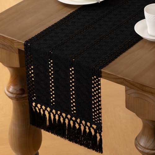Chemin de table en macramé de lin rustique fait main MLMW 182cm