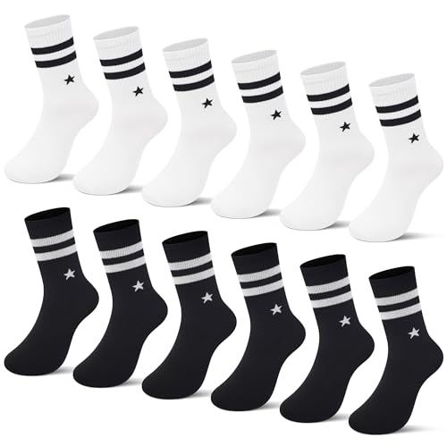 L&K-II 12 pares de Calcetines deportivos para niños Adolescentes Jóvenes de algodón Calcetines de invierno largos Fútbol 2888 35-38
