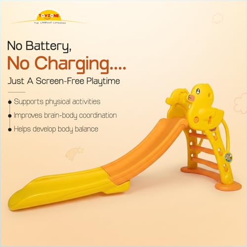 Image of Toyzone Duck Slide for Kids | Baby Play Slide | Indoor & Outdoor Kids Slider | Easy Assembly | Safe Rounded Design | BIS Certified | Made in India | Kids Slide for 2-8 Years, Upto 70 kgs