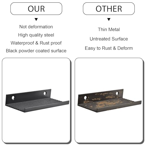 Image of CAPHONT Widen Thicken Vinyl Wall Mount Hook 8 Pack, Metal Heavy Duty Tile Display Wall Hanger for Picture Frame Ceramic Record Holder Large Mirror, Small, Black, CP2404WH