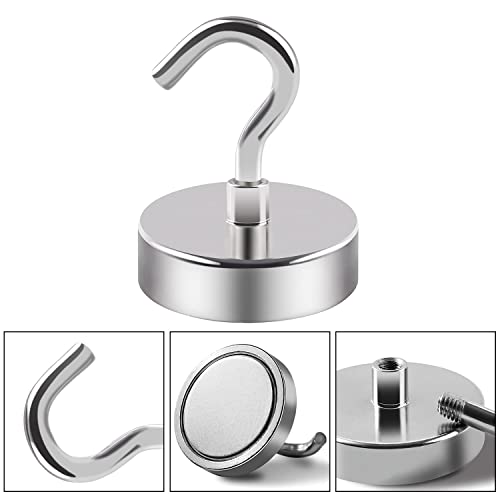 Diymag Magnetic Hooks,110 Lb Heavy Duty Strong Magnet With Hook For Hanging, Strong Rare Earth Neodymium Magnet Hooks For Fridge, Magnetic Hanger For Kitchen,Cruise, Grill, Garage And Storage, 6 Packs #TOP1