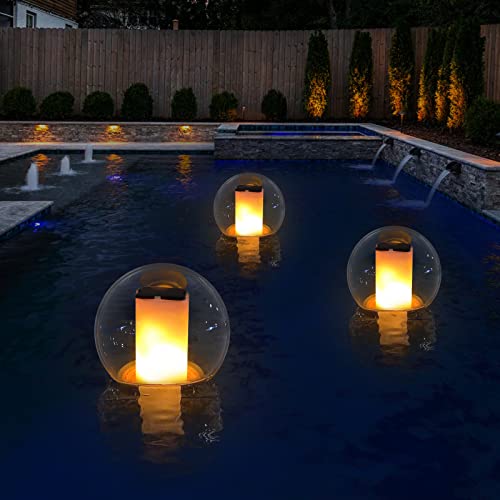 VISOFO Solar Floating Pool Lights for Swimming Pool | Outdoor Waterproof Decorations Solar Powered Flame Led Lamp Inground Pond Flickering Decor Party Event Night Above Ground IP68 (1 pcs) by VISOFO - Used condition - US$32.58