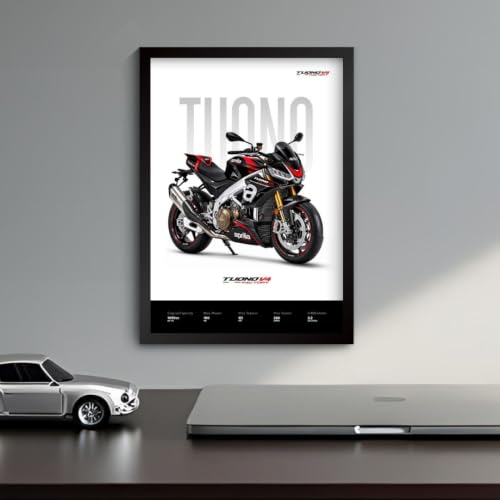Image of Aprilia Tuono V4 Poster | Superbike Aprilia Tuono V4 Framed Poster | Framed Matt Superbike | Bike Posters A3 Size (31 x 23 cm) | Motorrad Bikes Posters for Wall, Home, Bedroom, Living room decoration (F 199)