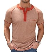KUYIGO Mens Henley Shirts Short Sleeve Casual Summer Basic T Shirts Button Fashion V Neck Tee Top