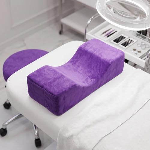 Oreiller pour extensions de cils avec soutien du cou ergonomique violet