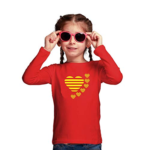Camisa Praia Piscina Proteção UV50+ Fem-Run Kids Hearts - Vermelha - 2 anos