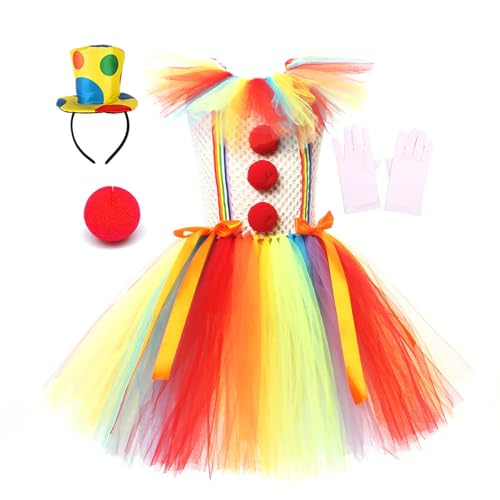 Générique Costume de clown pour enfant - Costume de clown d'Halloween pour filles - Robe de cosplay pour enfants - Robe Joker tutu - Tenue de clown effrayante pour...