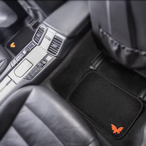 Car Pass Universal Flying Butterflies Colorful Embroidery With Heel Pad-Waterproof-Anti Slip Nibs,Car Floor Mats For Women Cute Girly,Fit Automotive,Suvs,Sedan,Vans(Black Orange Yellow Unique Color) #TOP6