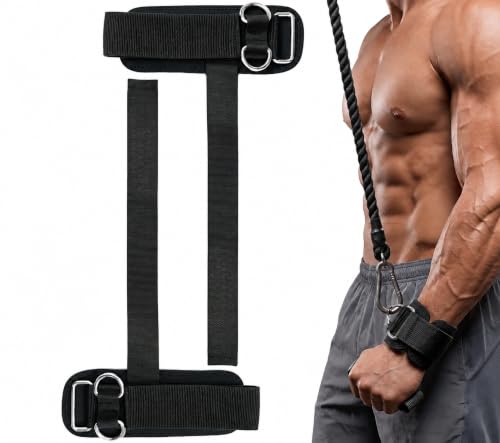 Image of Adjustable Wrist Cuffs with Heavy Duty D-Rings for Cable Machine | Neoprene Padded Weight Lifting Wrist Straps for Strength Training | Gym Wrist Cuffs for Cable Fly, Lateral Raises, Tricep Exercises & Functional Workouts | 1 Pair