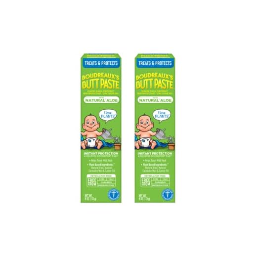 Boudreaux's Butt Paste with Natural* Aloe Diaper Rash Cream, Ointment for Baby, 4 oz Tube, 2 Pack