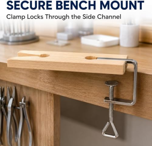 Wooden V-Slot Bench Pin and C-Clamp for Jewelry Making, Sawing & Filing — 사진 7