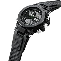 LN LENQIN Uhren Herren Digitaluhren Quarz Uhr Edelstahl Wasserdicht Armbanduhr für Herren Sportuhr mit Stoppuhr/Alarm/LED Hintergrundbeleuchtung – Ansicht 2