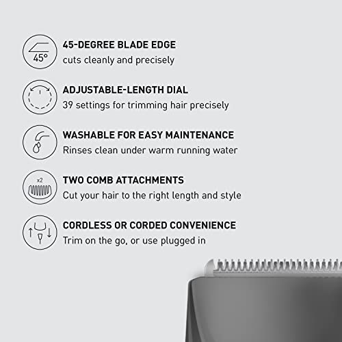 Panasonic Performance Hair Clippers With 2 Attachments And Adjustable Length Settings, Corded Or Cordless Trimmer For Hair And Beard - Er-Gc63-H (Silver) #TOP1