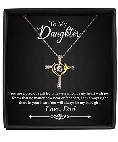 Coveted Goods To My Daughter Necklace Gift from Dad – 925 Sterling Silver Cross Pendant Necklace – Jewelry Gift for Daughter from Father - Main Image