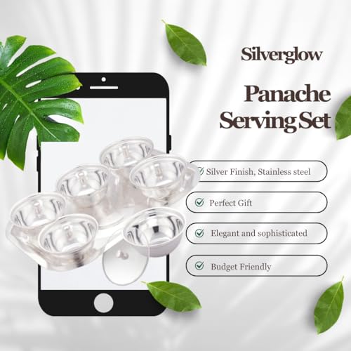 Image of Silverglow Panache Serving Set | Silver Plated Bowl Set of 13 | Dry Fruits, Snacks containers | Serving Tray Bowl Set | Tableware Set | Perfect Diwali, Office, Wedding Return Gift