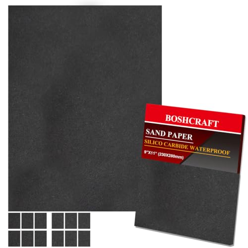 BOSHCRAFT 1200 Grit Wet Dry Sandpaper, 12 Pack 9″ x 11″ Waterproof Sandpaper Sheets for Wood Metal Automotive Polishing – Premium Sand Paper for DIY