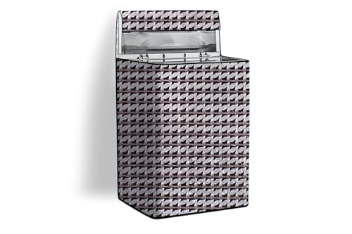 Image of Stylista PVC Washing Machine Cover Compatible for Godrej 7.5 Kg Fully-Automatic Top Loading WTEON ADR 75 5.0 PFDTG AURD, Symmetric Pattern Black Grey