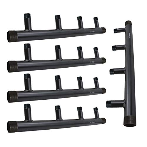 Midline Valve SH4-1534-7-5 Steel Manifold, 1-1/2'' Base 4 Ports of 1-1/2'' 7'' Spacing, Black, 5 Pack