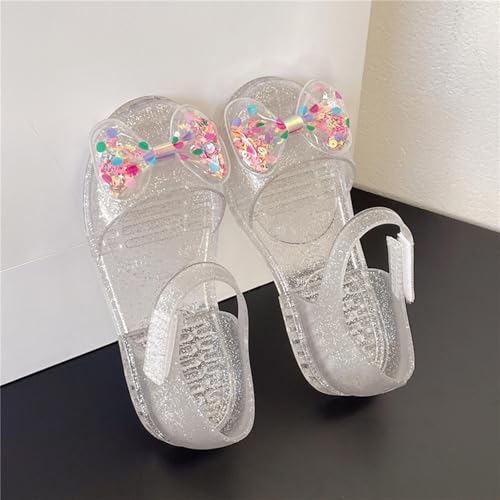 IWIHMIV Toddler Girls Closed Toe Sandals Summer Non Slip Beach Shoes Birthday Soft Sole Bowknot Crystal Sandals4