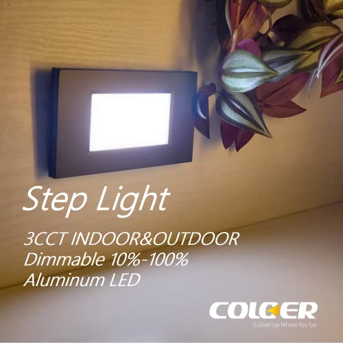 Coloer Dimmable 120V Led Step Lights,3000K/4000K/5000K 3 Cct Selectable 120°Floodlight, 3.5W 200Lm Lights For Stairs,Ip65 Waterproof Wired Landscape Stair Lighting For Home Or Outdoor,6 Pack (803A) #TOP6