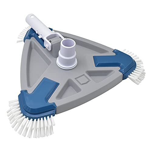 AgiiMan Pool Vacuum Head for Above Ground Pools, Inground Pool Vacuum Head with Swivel Hose Connection and EZ Clip Handle, Clean Corners - Safe for Vinyl Pools,White