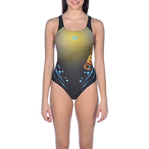 Arena W V Back One Piece Bañador Deportivo Mujer Daydreamer, Black-Yellow Star, 36