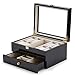 High Luxury Watch Organizer Box Holz 2 Schichten Schmuck Armband Glasspeicher Vitrine Klarsichtdeckel Metallschloss mit abnehmbaren Sofakissen Männer und Frauen