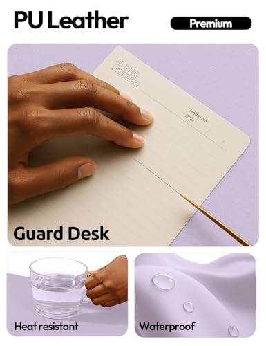 Image of YSAGi Leather Desk Protector, Office Mat, Large Mouse Mat, Non-Slip PU Leather Blotter, Laptop Desk Pad, Waterproof Writing Pad for Office and Home (Light Purple, 47.2 inch x 23.6 inch)