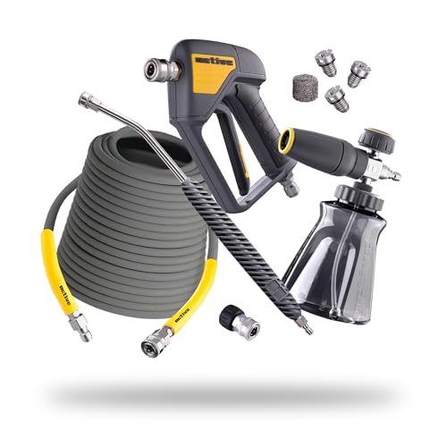ACTIVE Premium Accessory Bundle Universally Adaptable with All Types of Pressure Washers. Includes: Short Gun, Foam Cannon, Lance 20°, M22-14mm Quick Connect Kits for Gas & Electric Pressure Washers.