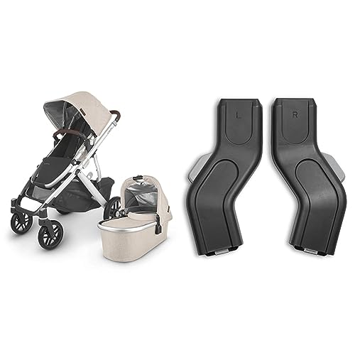 Image of Vista V2 Stroller - Declan (Oat Melange/Silver/Chestnut Leather) & Car Seat Adapters (Maxi-COSI, Nuna, Cybex, & Besafe)