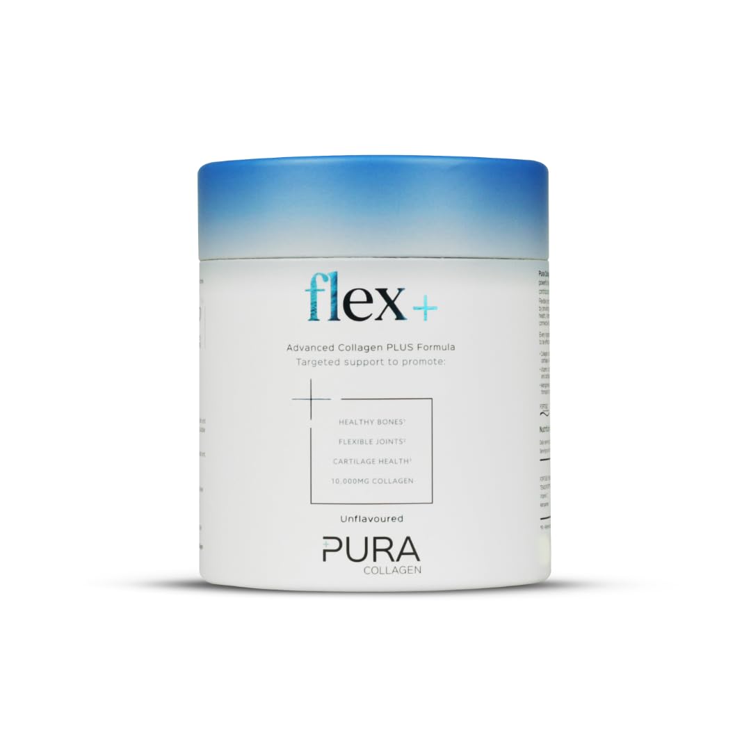 Pura Collagen Flex+ Collagen Powder for Joint & Tendon Support | 10,000mg FORTIGEL® & TENDOFORTE® Bioactive Hydrolysed Collagen Peptides with Vitamin C & Manganese | 12 Servings,122g